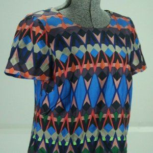 J Crew Geometric Print Silk Dress Size 4